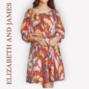 ELIZABETH AND JAMES Marika Garden Dress Multicolor Floral Belted Dress‎ EUC  M